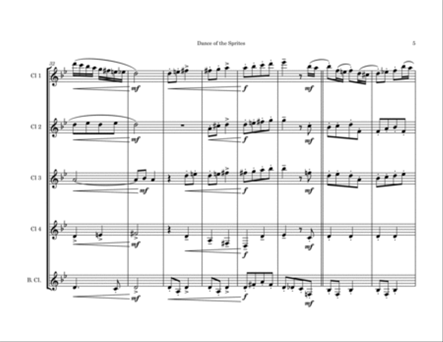 Dance of the Sprites Dance of the Sprites Clarinet Quintet scores gallery preview page 5