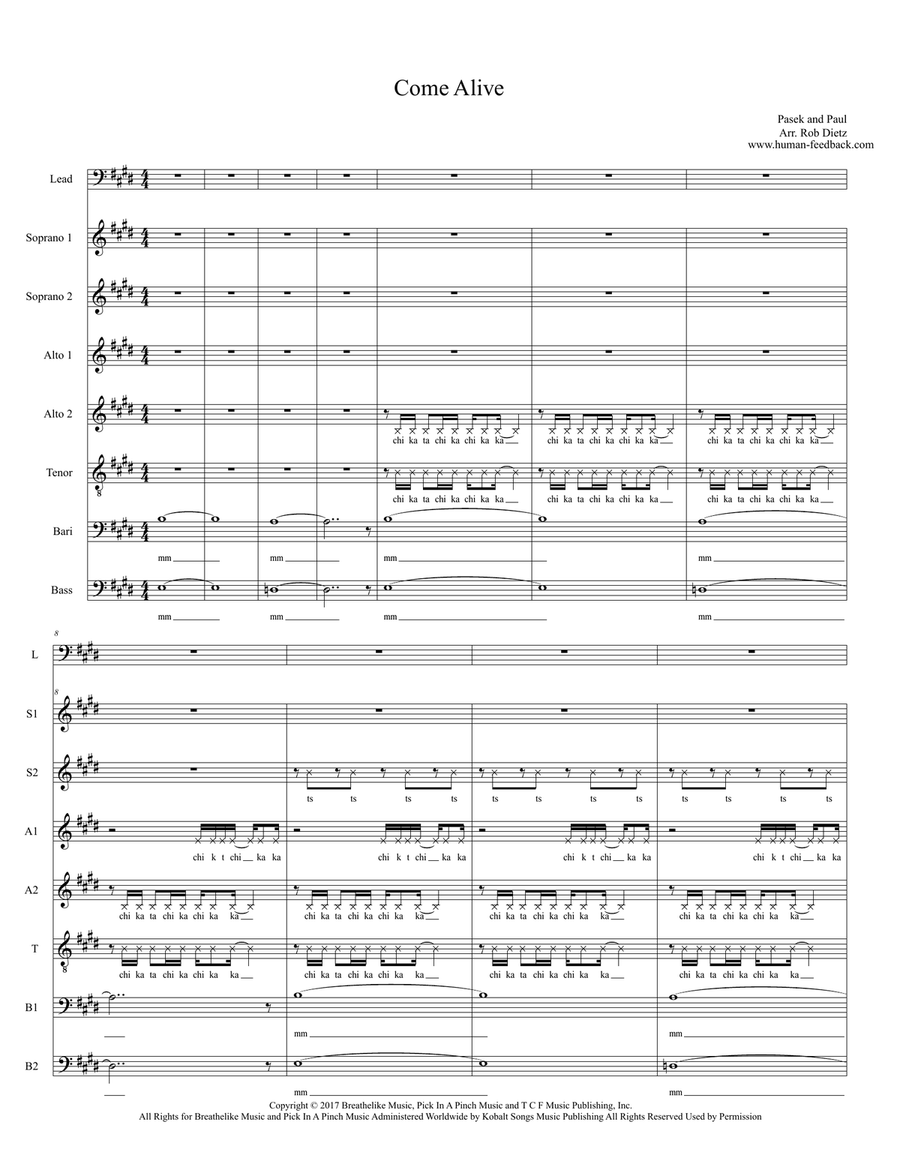 Come Alive Come Alive 4-Part scores gallery preview page 1