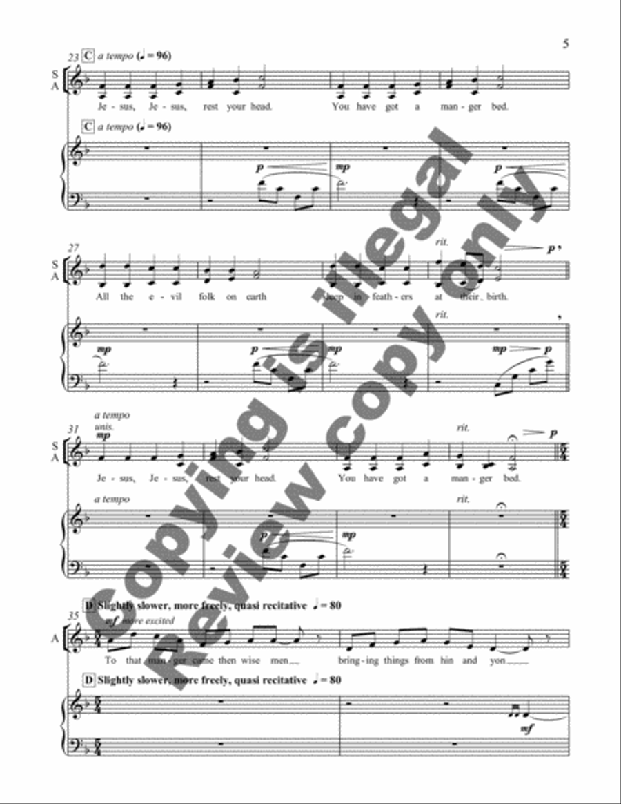 Appalachian Carols: 3. Jesus, Jesus, Rest Your Head SSAA scores gallery preview page 7