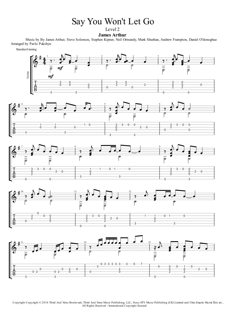 Say You Won't Let Go Electric Guitar scores gallery preview page 1