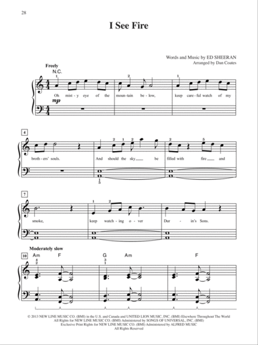 The Hobbit -- The Desolation of Smaug Easy Piano scores gallery preview page 4