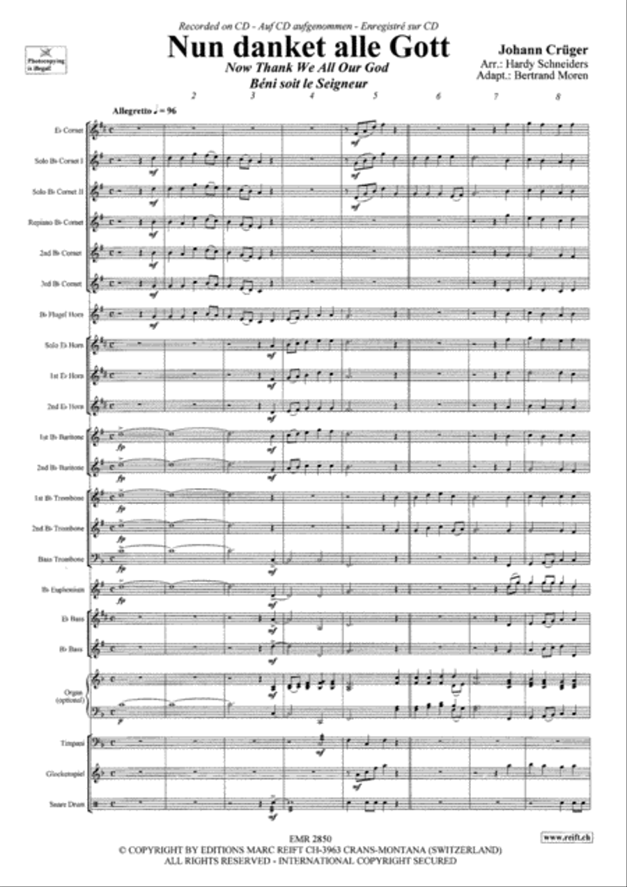 Nun danket alle Gott Brass Band scores gallery preview page 4