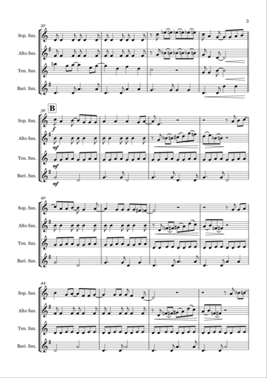 You Never Can Tell Saxophone Quartet scores gallery preview page 3