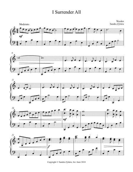 I Surrender All (intermediate piano solo) image number null