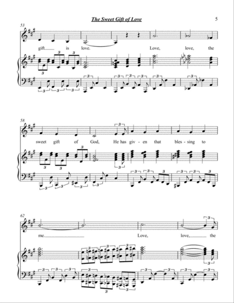 The Sweet Gift of Love, vocal solo. Voice Solo scores gallery preview page 5