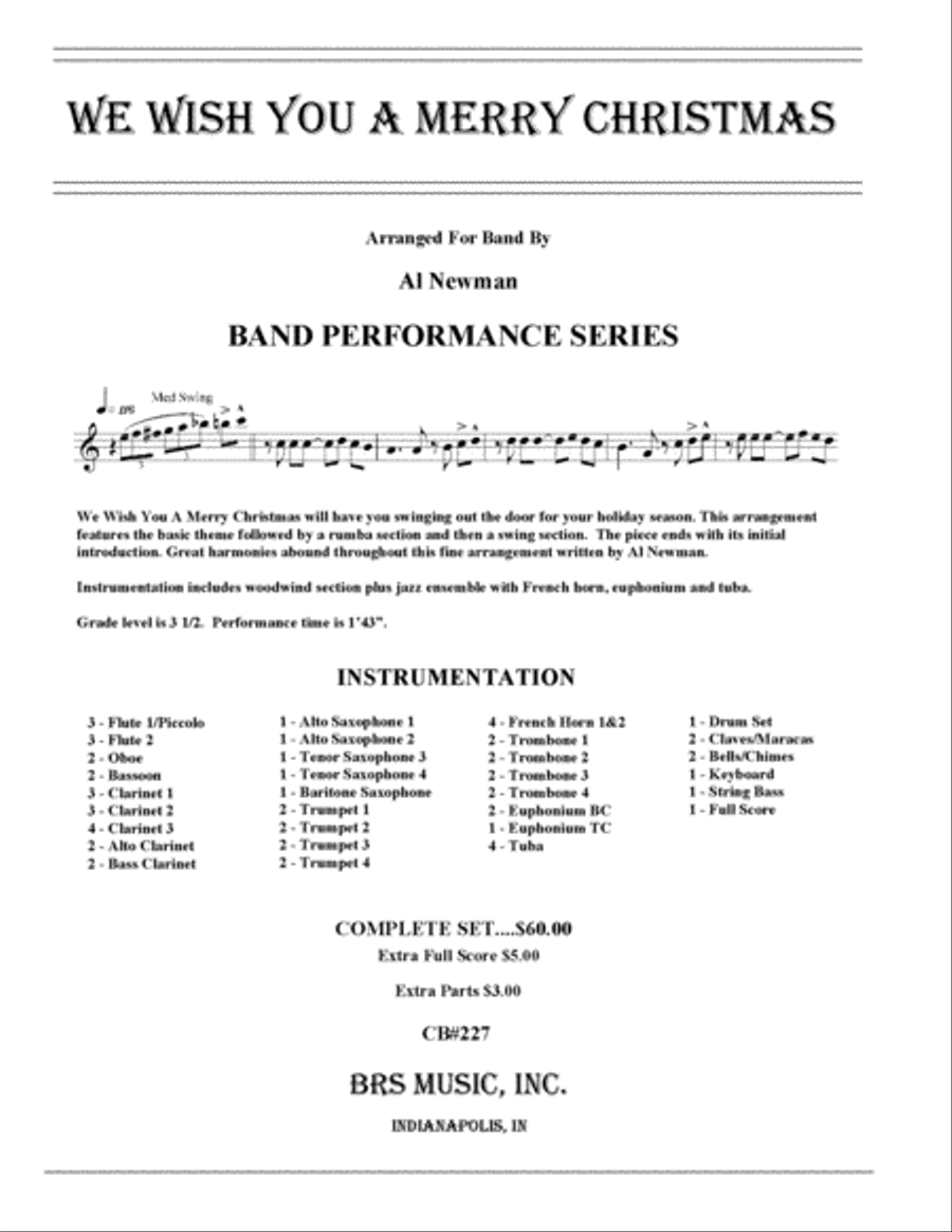We Wish You A Merry Christmas Concert Band scores gallery preview page 1