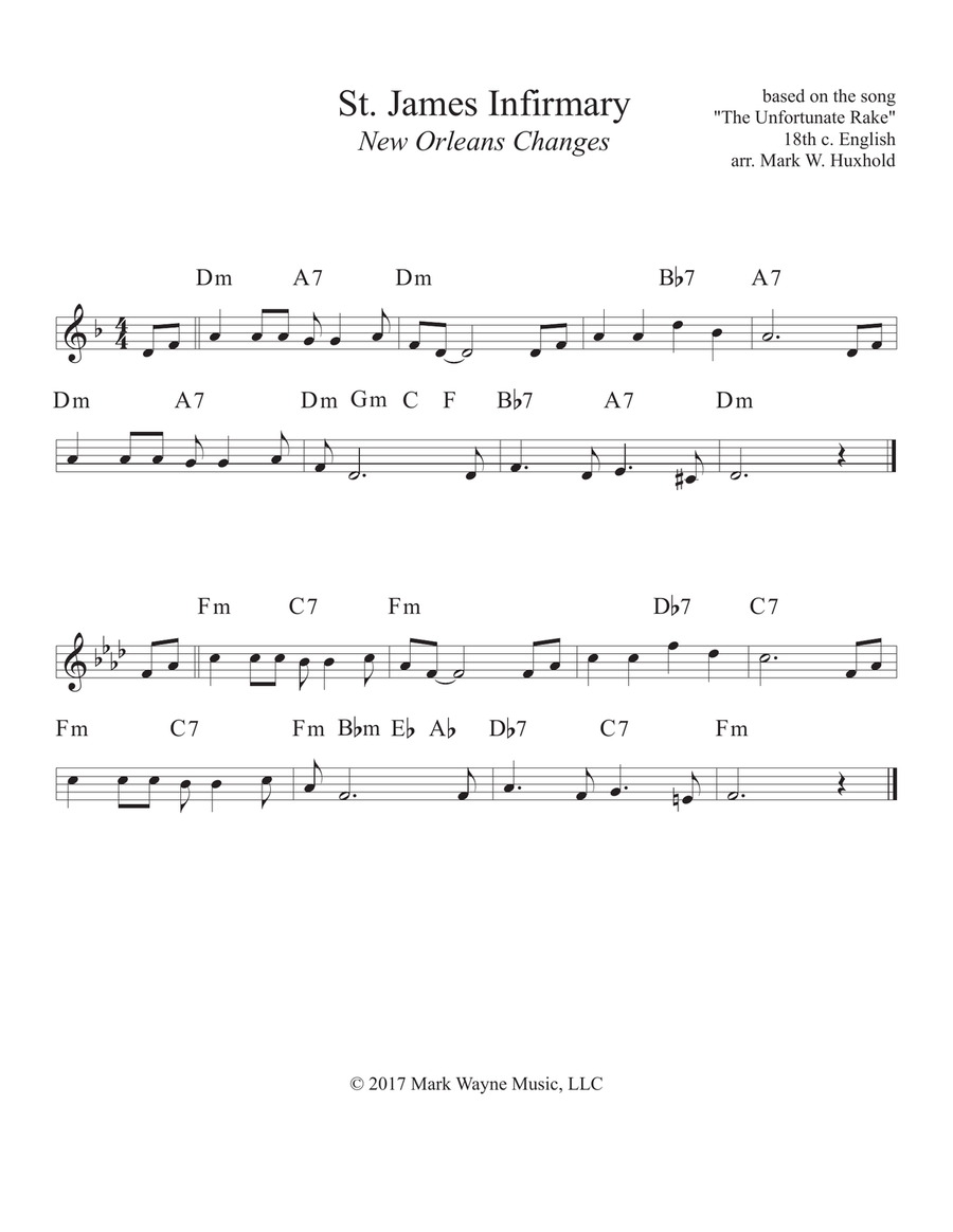 St. James Infirmary Piano scores gallery preview page 1