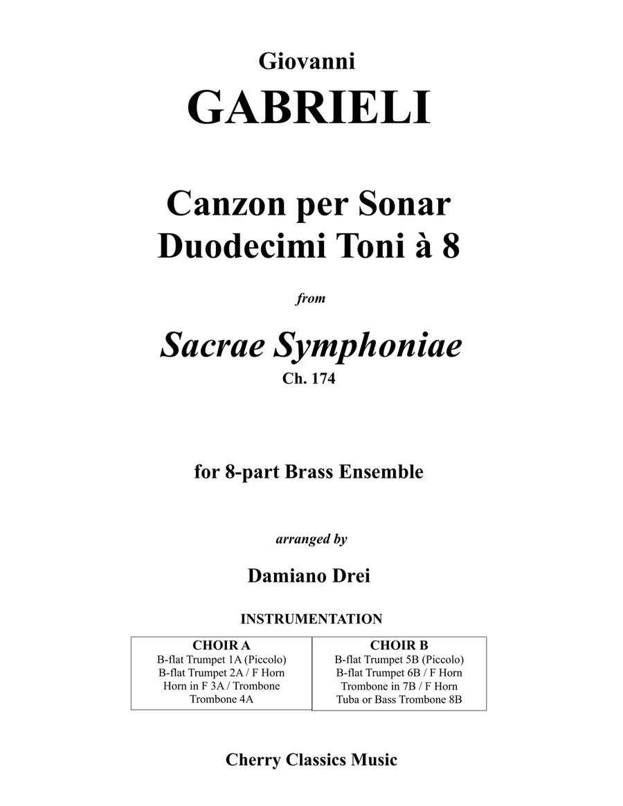 Canzon per Sonar Duodecimi Toni a 8 for 8-part Brass Ensemble Large Ensemble scores gallery preview page 1