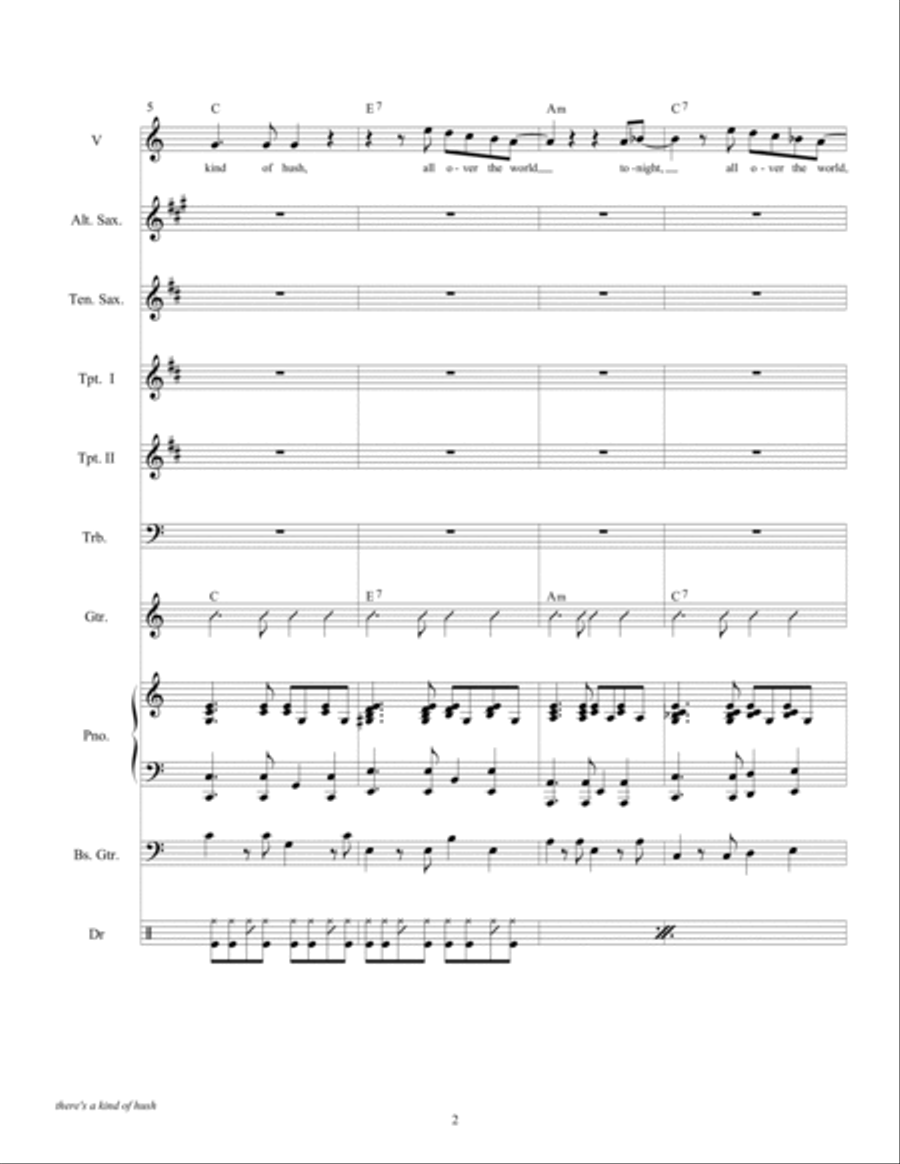 There's A Kind Of Hush (all Over The World) Tenor Saxophone scores gallery preview page 4