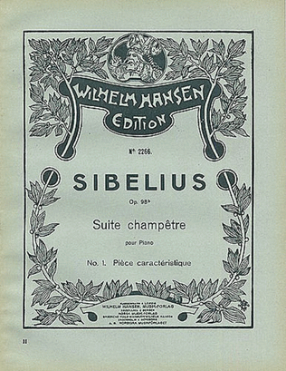 Book cover for Jean Sibelius: Suite Champetre Op.98b No.1- Piece Caracteristique (Piano)