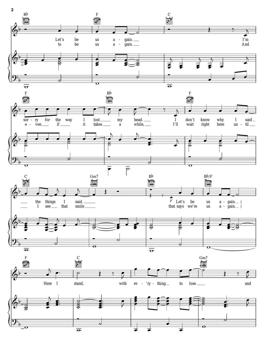 Let's Be Us Again Piano, Vocal, Guitar scores gallery preview page 2
