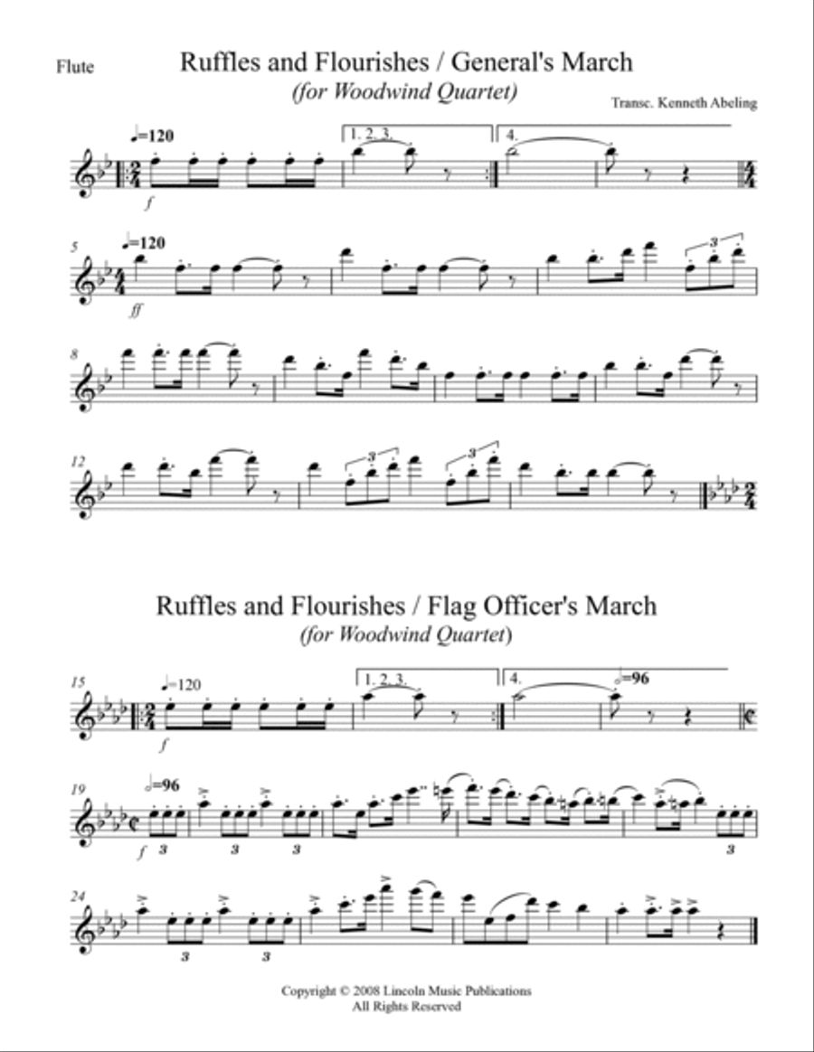 The General’s & Flag Officer’s Marches (for Woodwind Quartet) Woodwind Quartet scores gallery preview page 4
