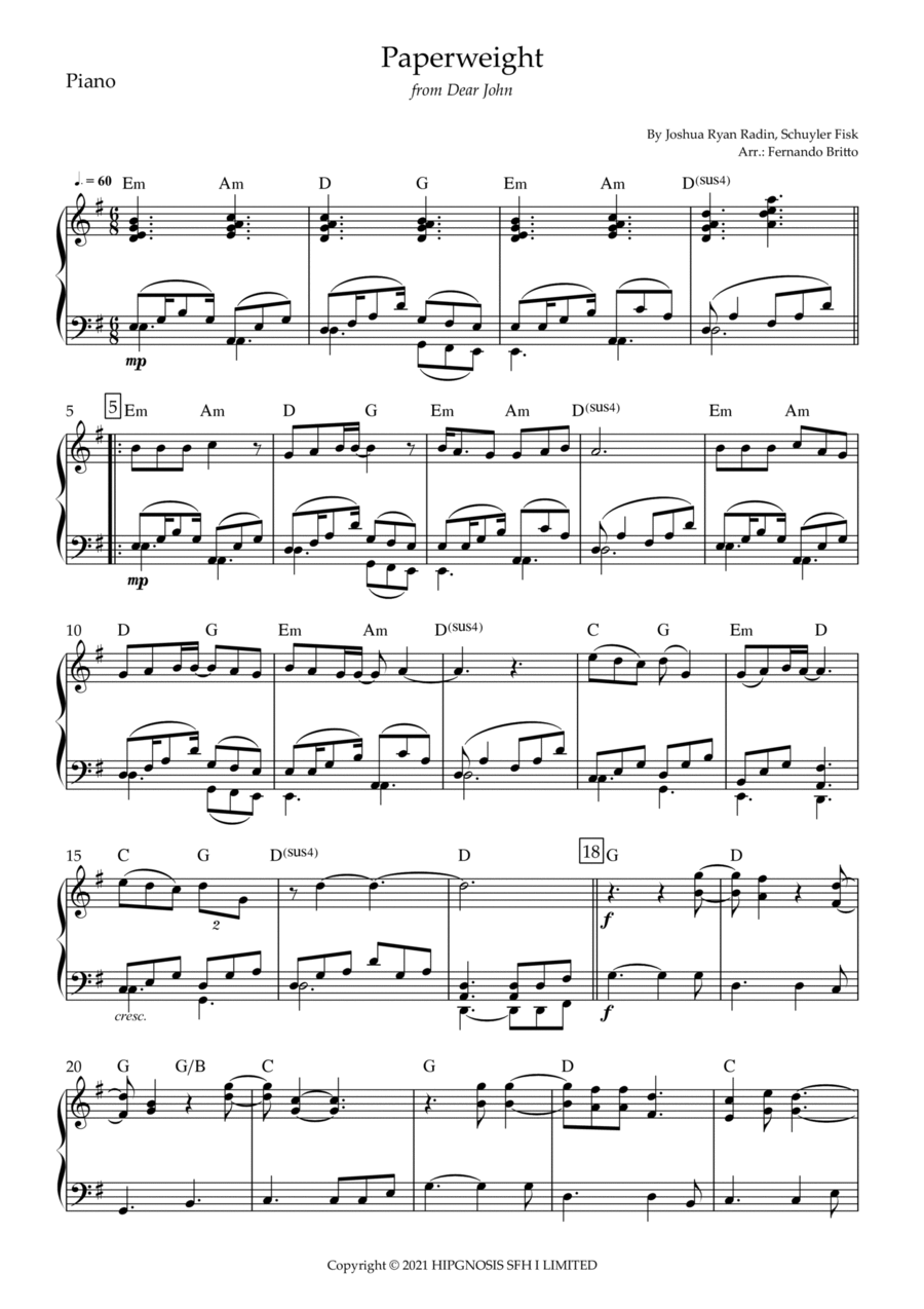 Paperweight Easy Piano scores gallery preview page 1