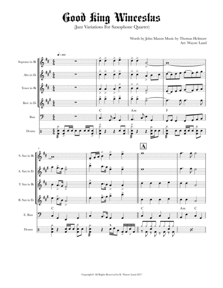 Good King Wenceslas (Variations for Jazz Saxophone Quartet)