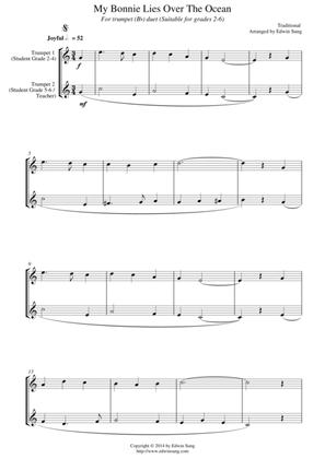 My Bonnie Lies Over The Ocean (for trumpet (Bb) duet, suitable for grades 2-6)