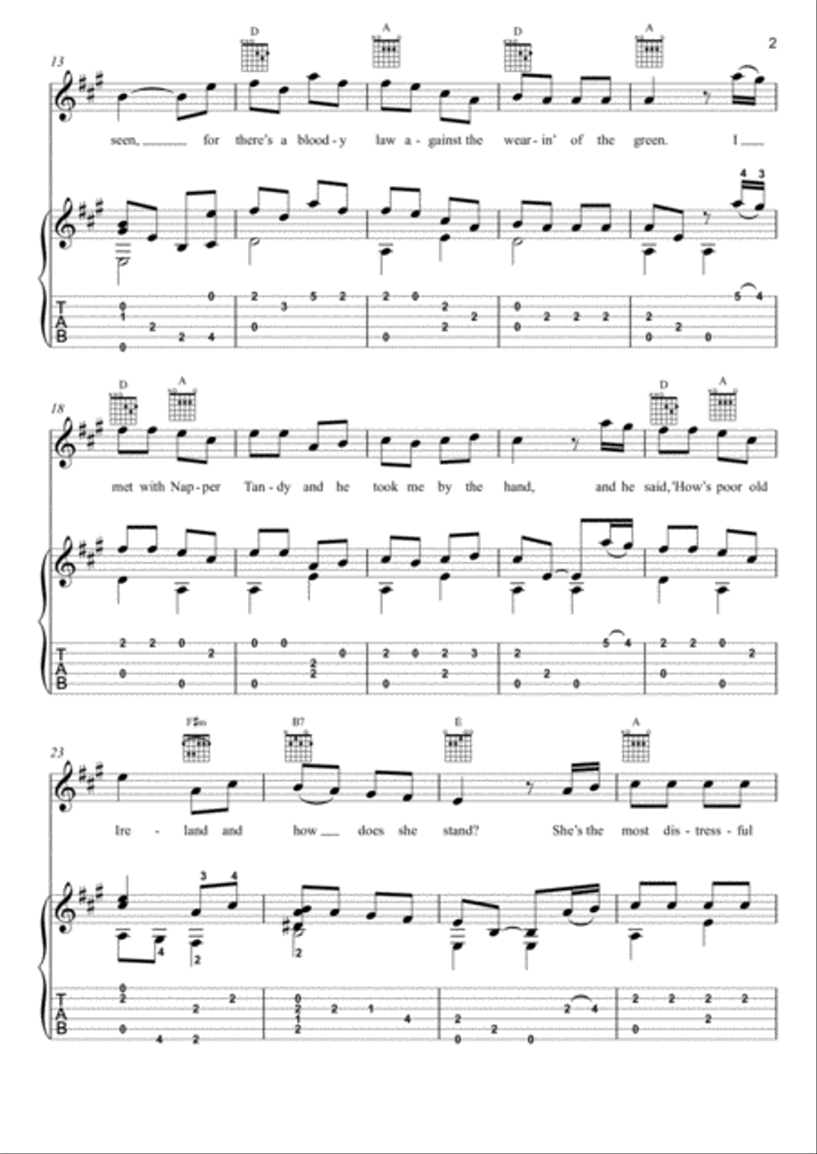 The Wearing of the Green guitar fingerstyle Acoustic Guitar scores gallery preview page 2