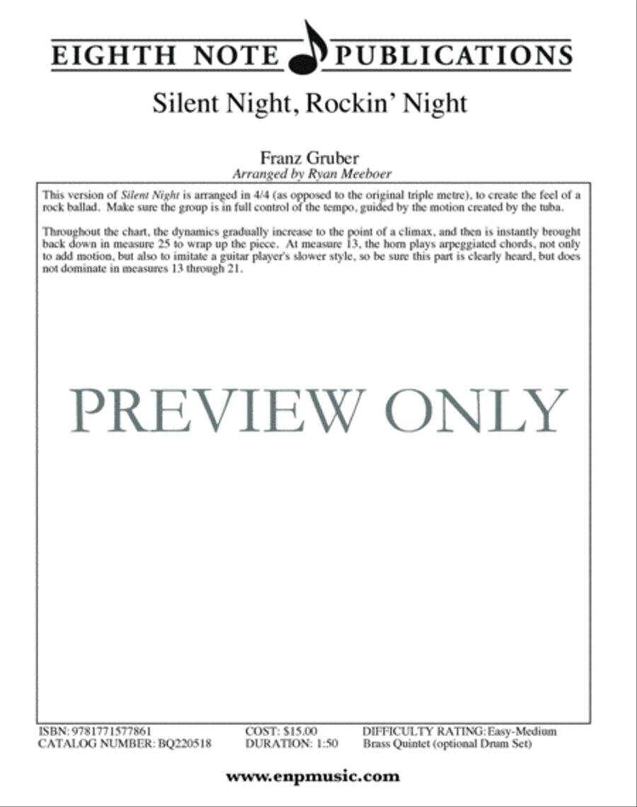 Silent Night, Rockin' Night Brass Ensemble scores gallery preview page 2