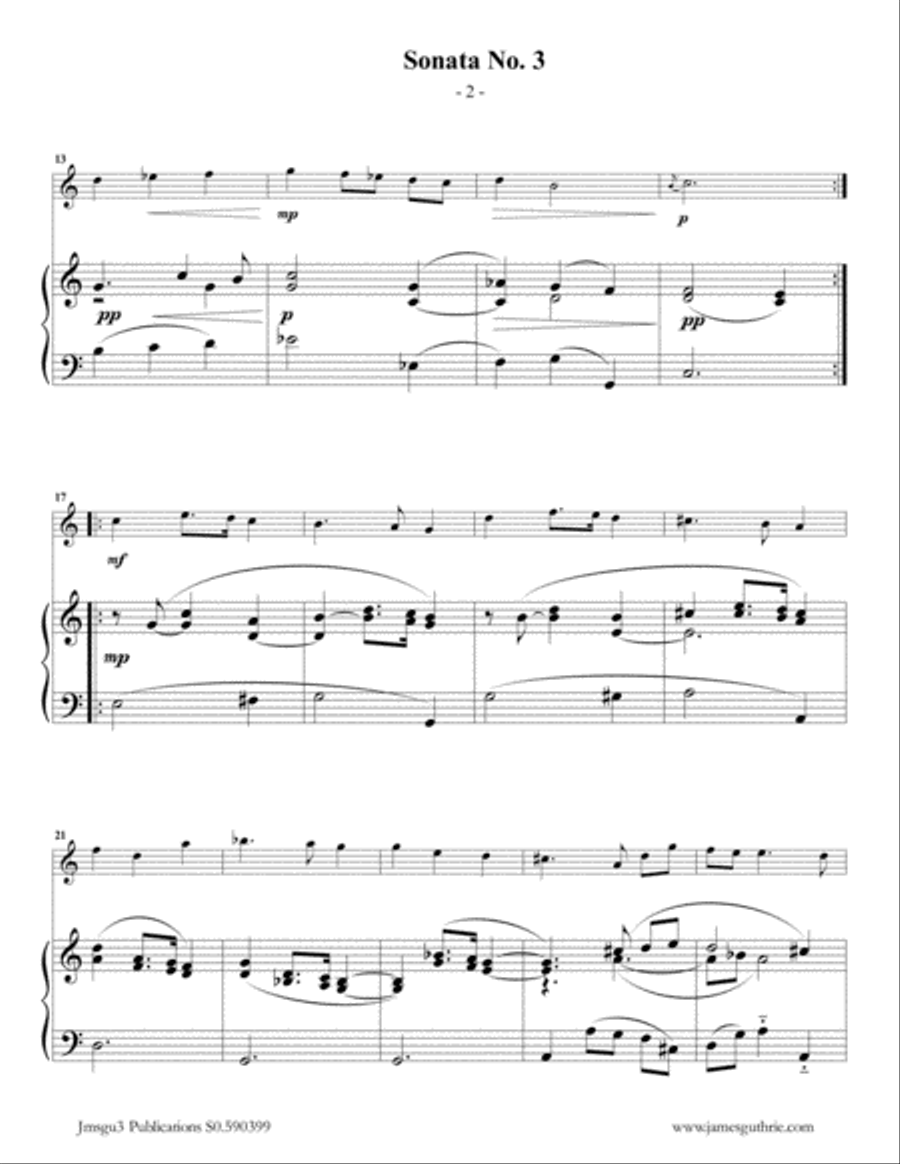 Vivaldi: Sonata No. 3 for Guitar & Piano Classical Guitar scores gallery preview page 2