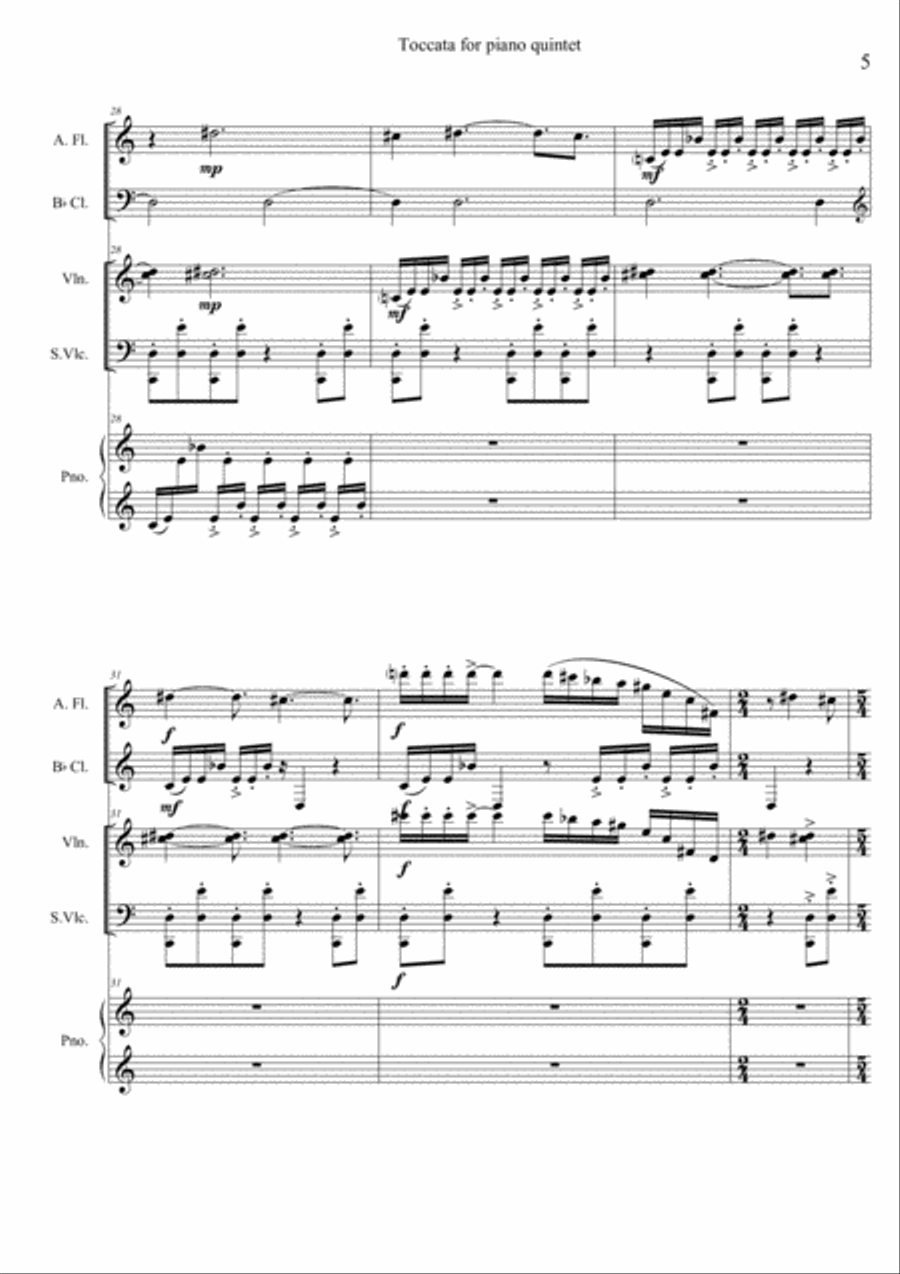 Toccata for Piano Quintet Small Ensemble scores gallery preview page 5