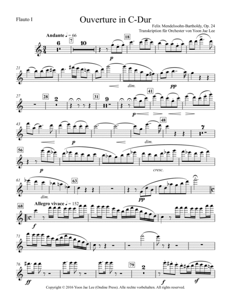 Overture in C Major, Op. 24 transcribed for full orchestra by Yoon Jae Lee - Set of Parts image number null