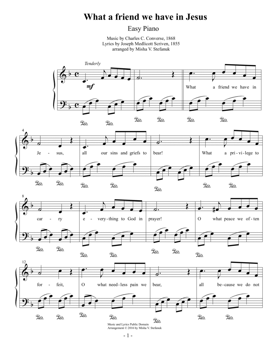 What a friend we have in Jesus Easy Piano Easy Piano scores gallery preview page 1