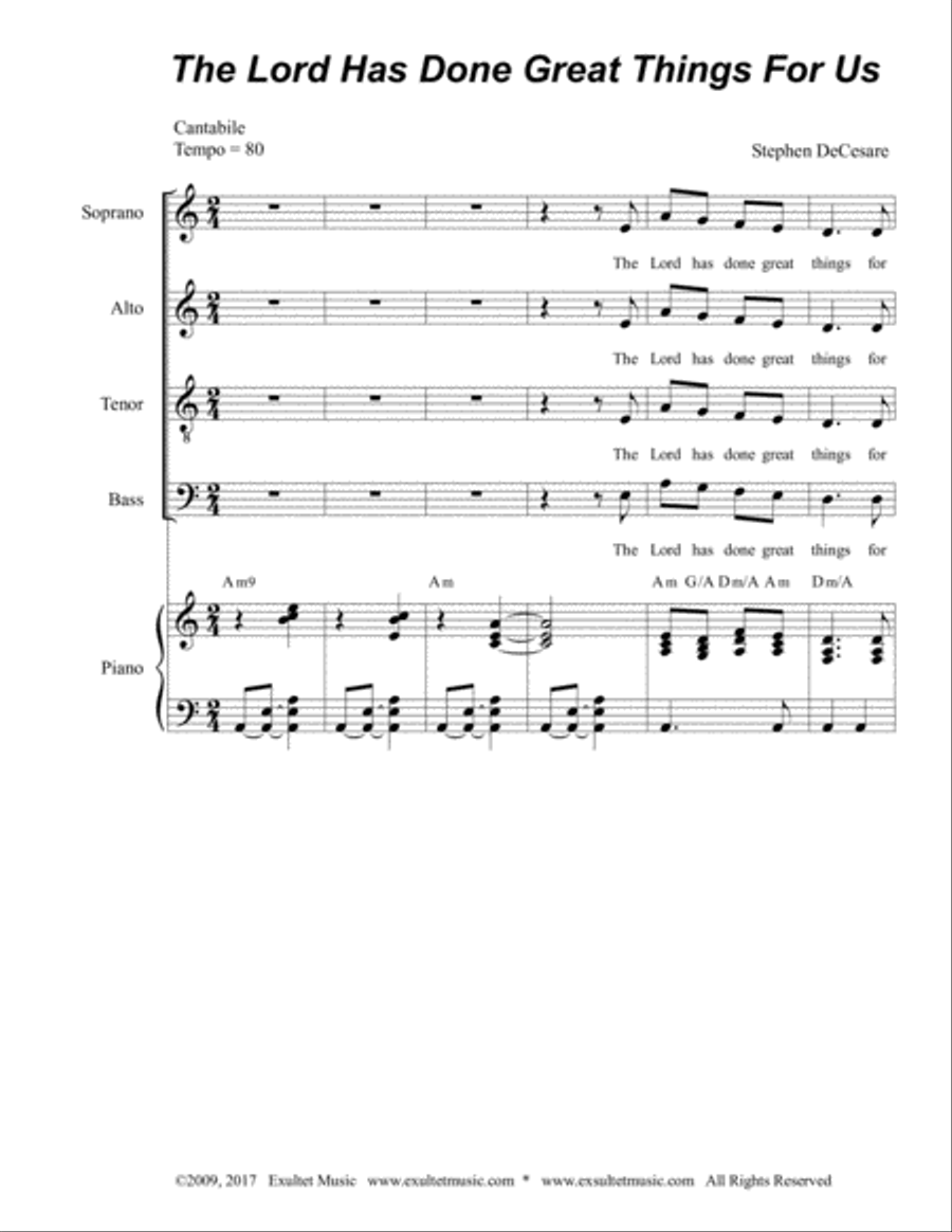 Book cover for The Lord Has Done Great Things For Us (Solo with SATB)