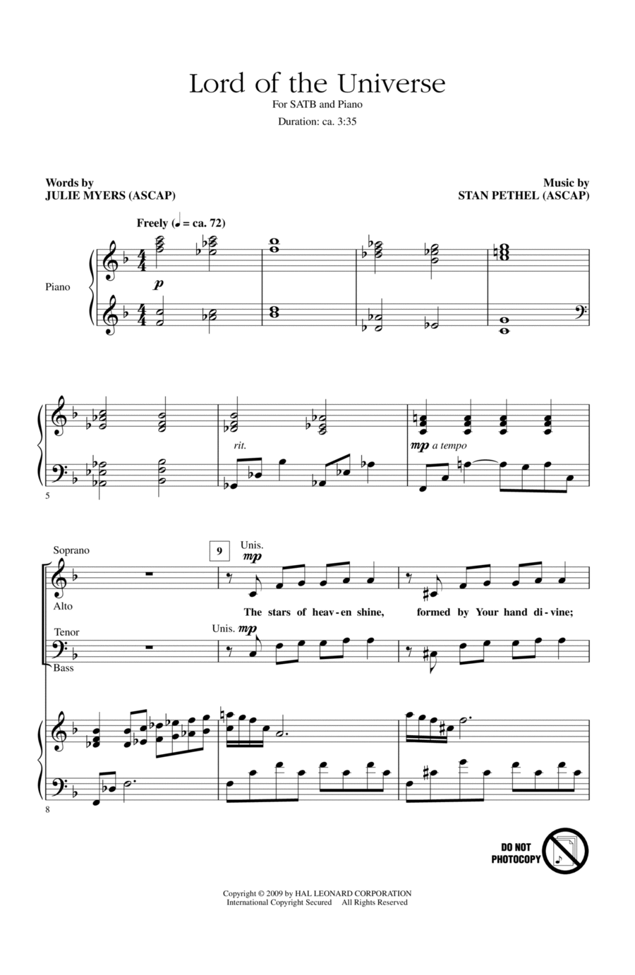Lord Of The Universe 4-Part scores gallery preview page 1