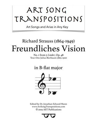 Book cover for STRAUSS: Freundliche Vision, Op. 48 no. 1 (transposed to B-flat major)