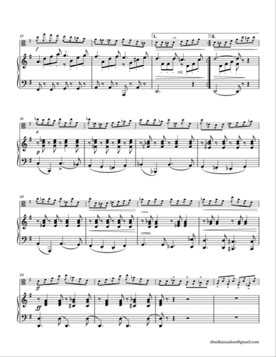 Carl Bohm: Perpetual Motion from Little Suite no.6 for Viola and Piano Piano scores gallery preview page 3