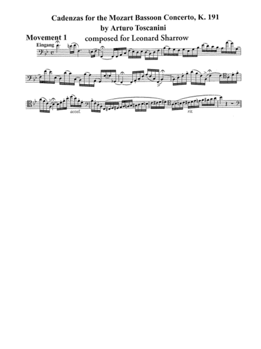 Bassoon Concerto, K. 191 - Cadenzas