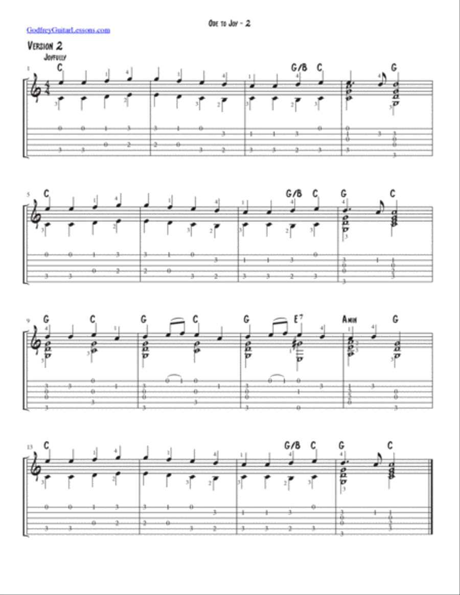 Ode to Joy Acoustic Guitar scores gallery preview page 2