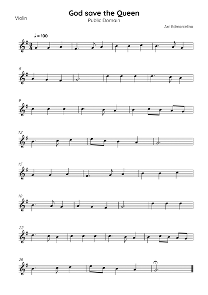 God Save the Queen - for Violin Beginners image number null
