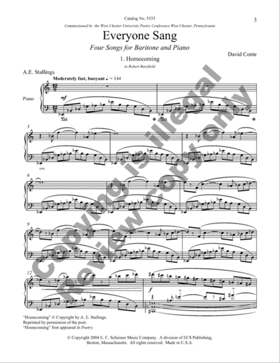 Everyone Sang: Four Songs for Baritone and Piano image number null