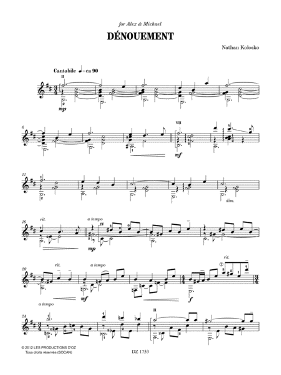 Dénouement Classical Guitar scores gallery preview page 4