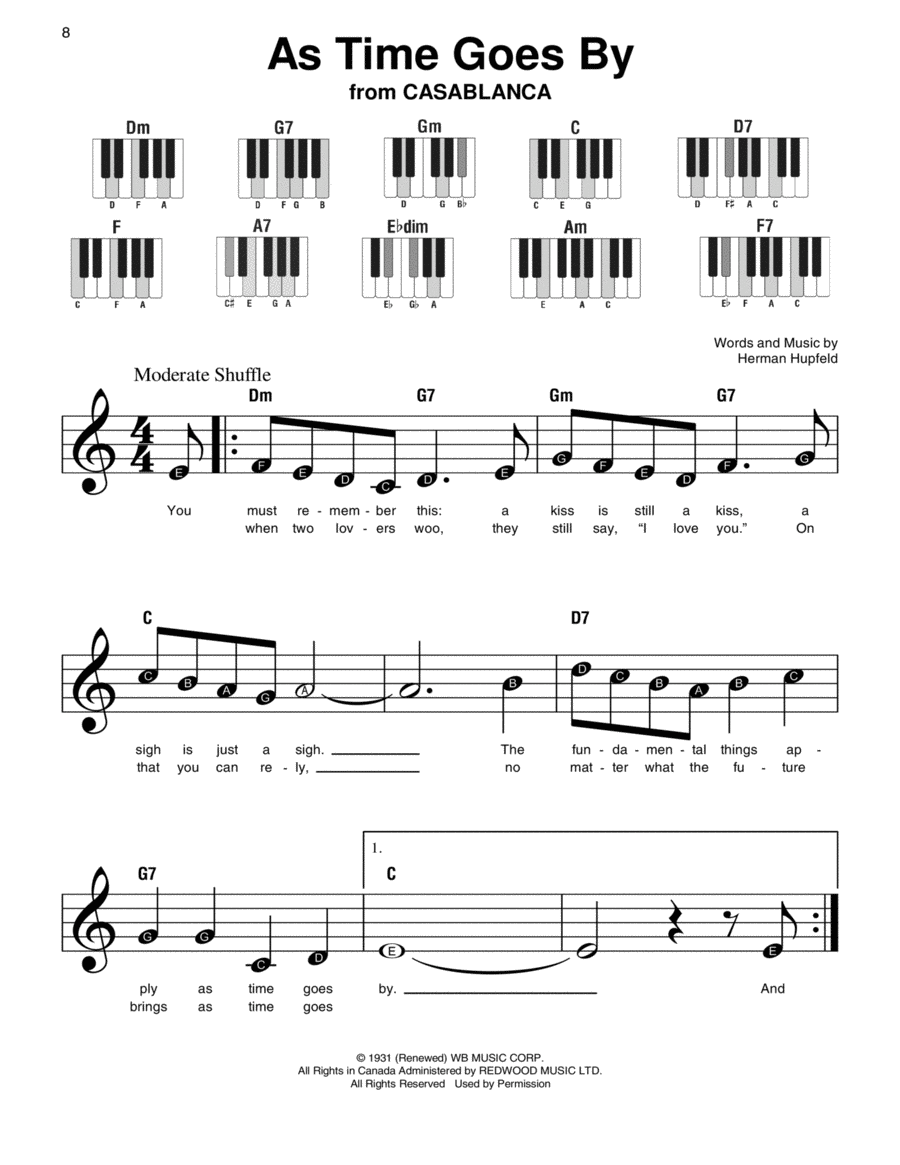 As Time Goes By As Time Goes By Easy Piano scores gallery preview page 1
