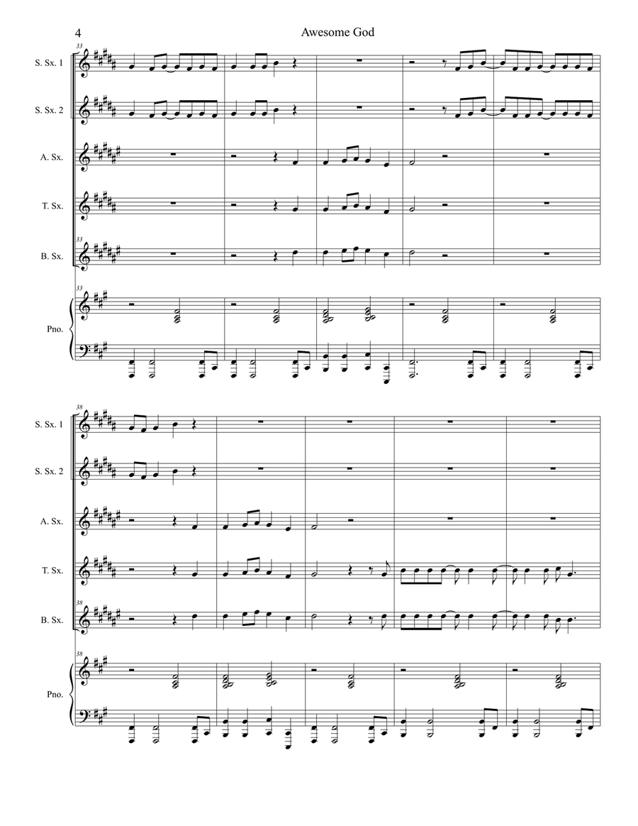 Awesome God Awesome God Saxophone Quintet scores gallery preview page 4