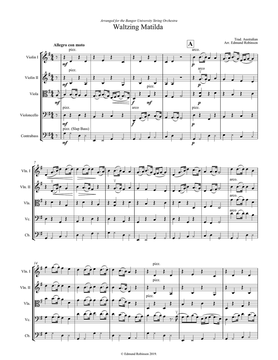 Waltzing Matilda - String Orchestra String Orchestra scores gallery preview page 1