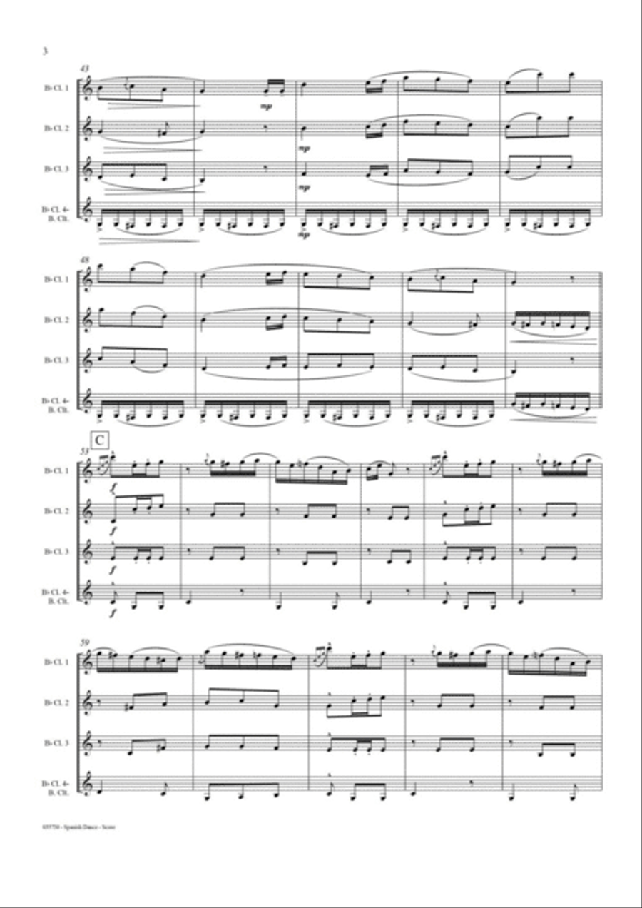 SPANISH DANCE OP 12, NO1 – CLARINET QUARTET Clarinet Quartet scores gallery preview page 4