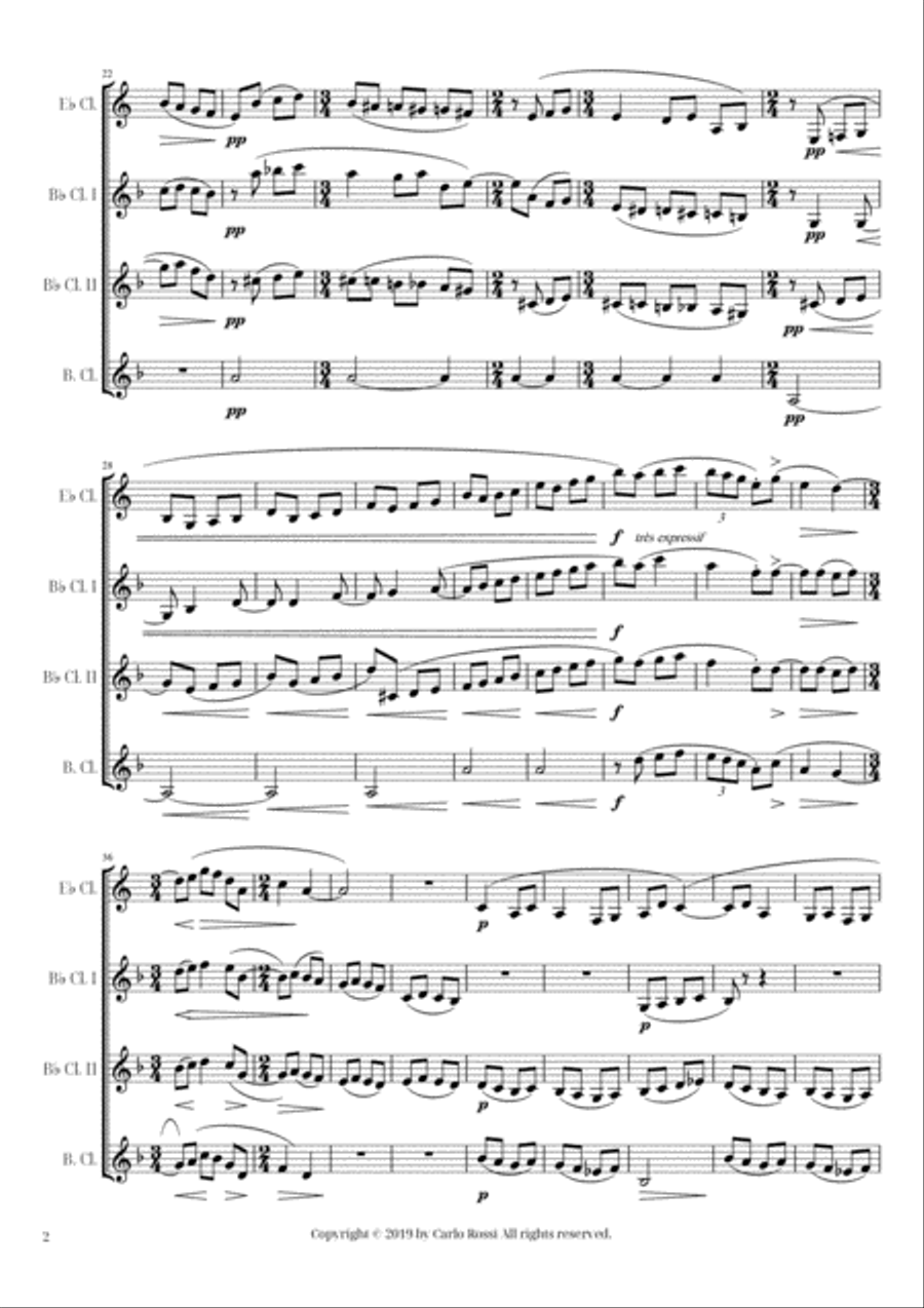 Ma Mère l'Oye - II. Petit Poucet for Clarinet Quartet Clarinet Quartet scores gallery preview page 2
