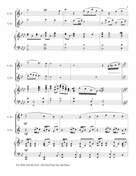 IT IS WELL WITH MY SOUL (Trio - Alto Sax/Tenor Sax and Piano with Score and Parts)