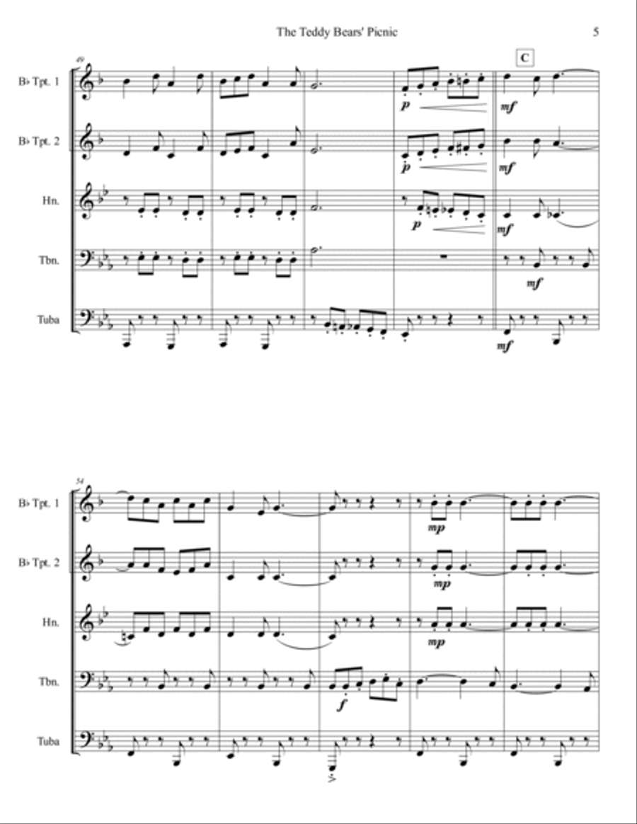 Teddy Bears’ Picnic Brass Ensemble scores gallery preview page 6