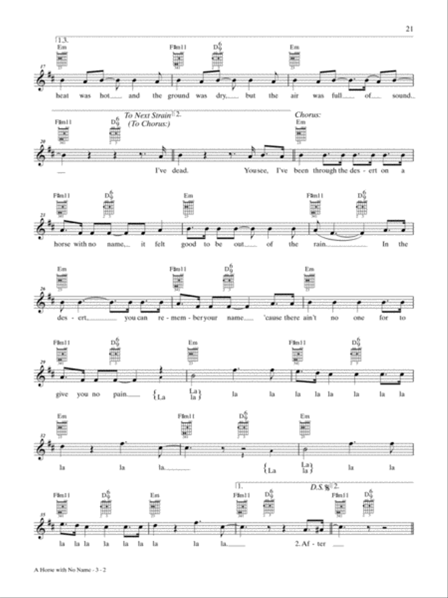 A Horse With No Name Guitar Tablature scores gallery preview page 2