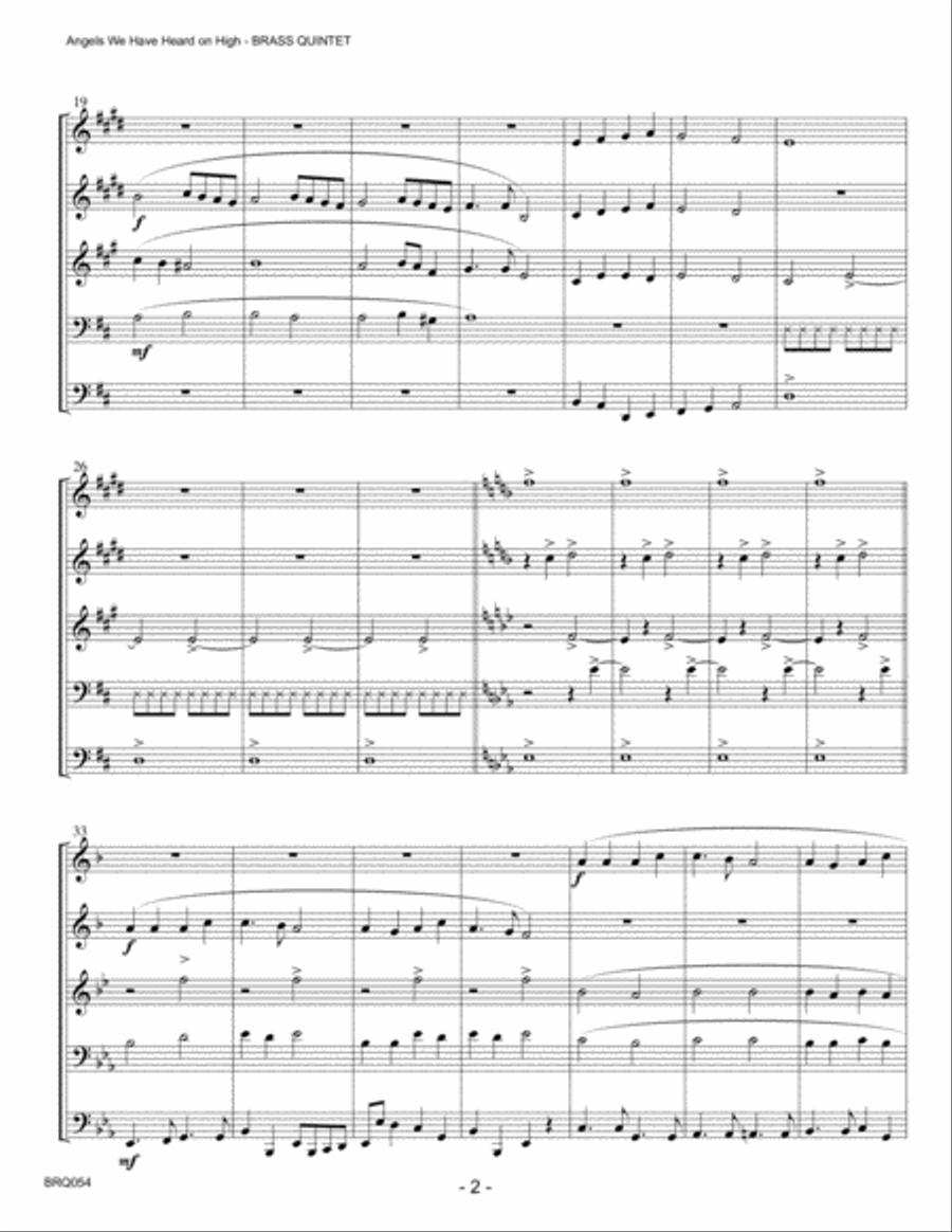 ANGELS WE HAVE HEARD ON HIGH - BRASS QUINTET (unaccompanied) Brass Quintet scores gallery preview page 2