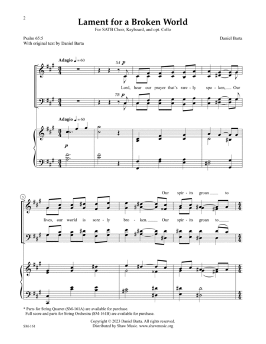 Lament for a Broken World (SATB)
