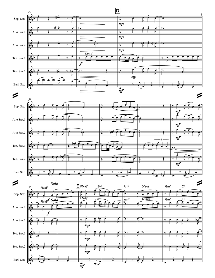 Teach Me Tonight Saxophone Quintet scores gallery preview page 4