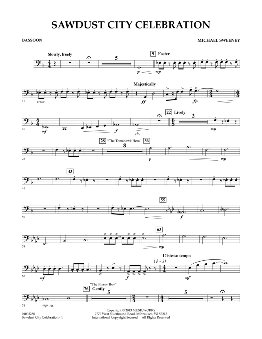 Sawdust City Celebration - Bassoon Concert Band scores gallery preview page 1