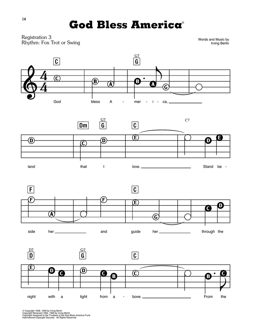 God Bless America Electronic Keyboard scores gallery preview page 1