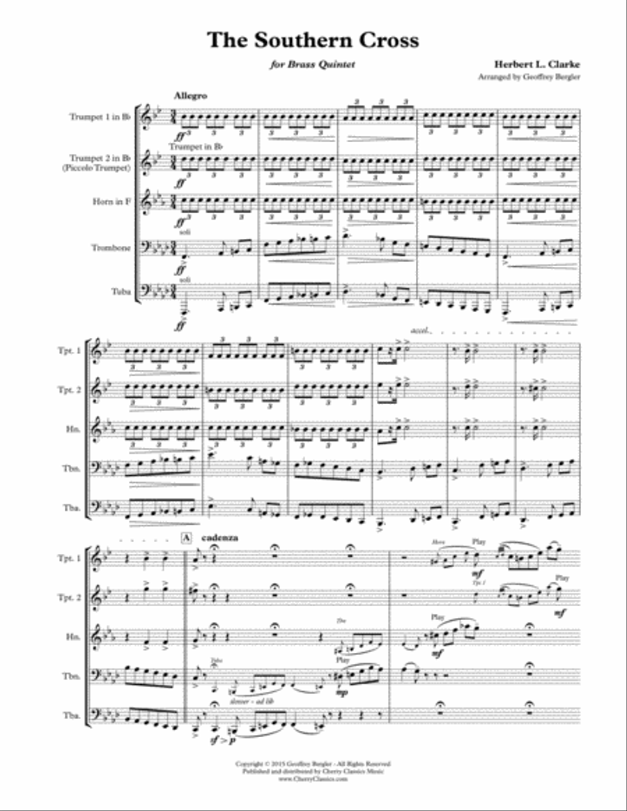 The Southern Cross for Brass Quintet Brass Quintet scores gallery preview page 2