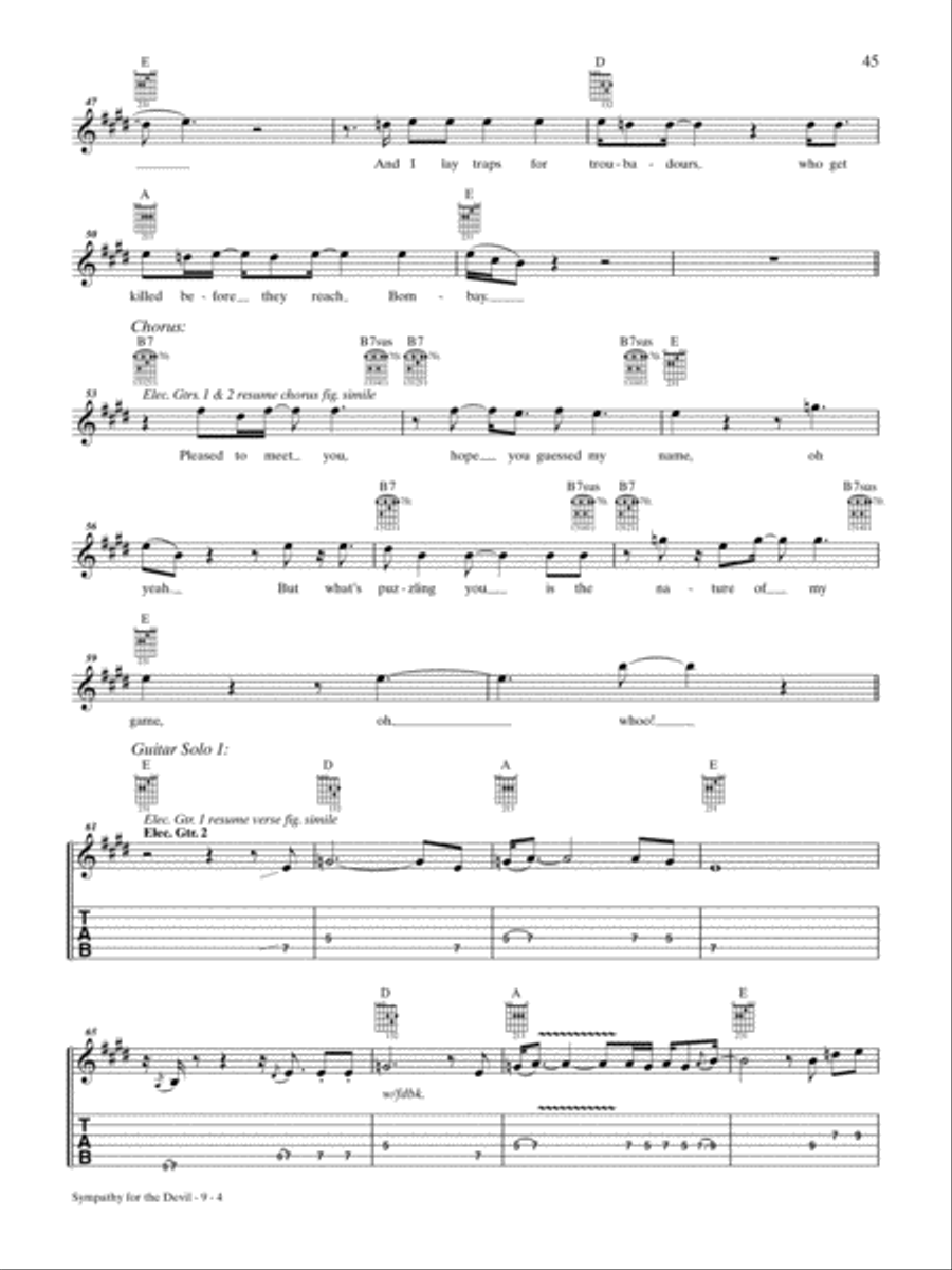 Sympathy for the Devil (Live Version) Guitar Tablature scores gallery preview page 4