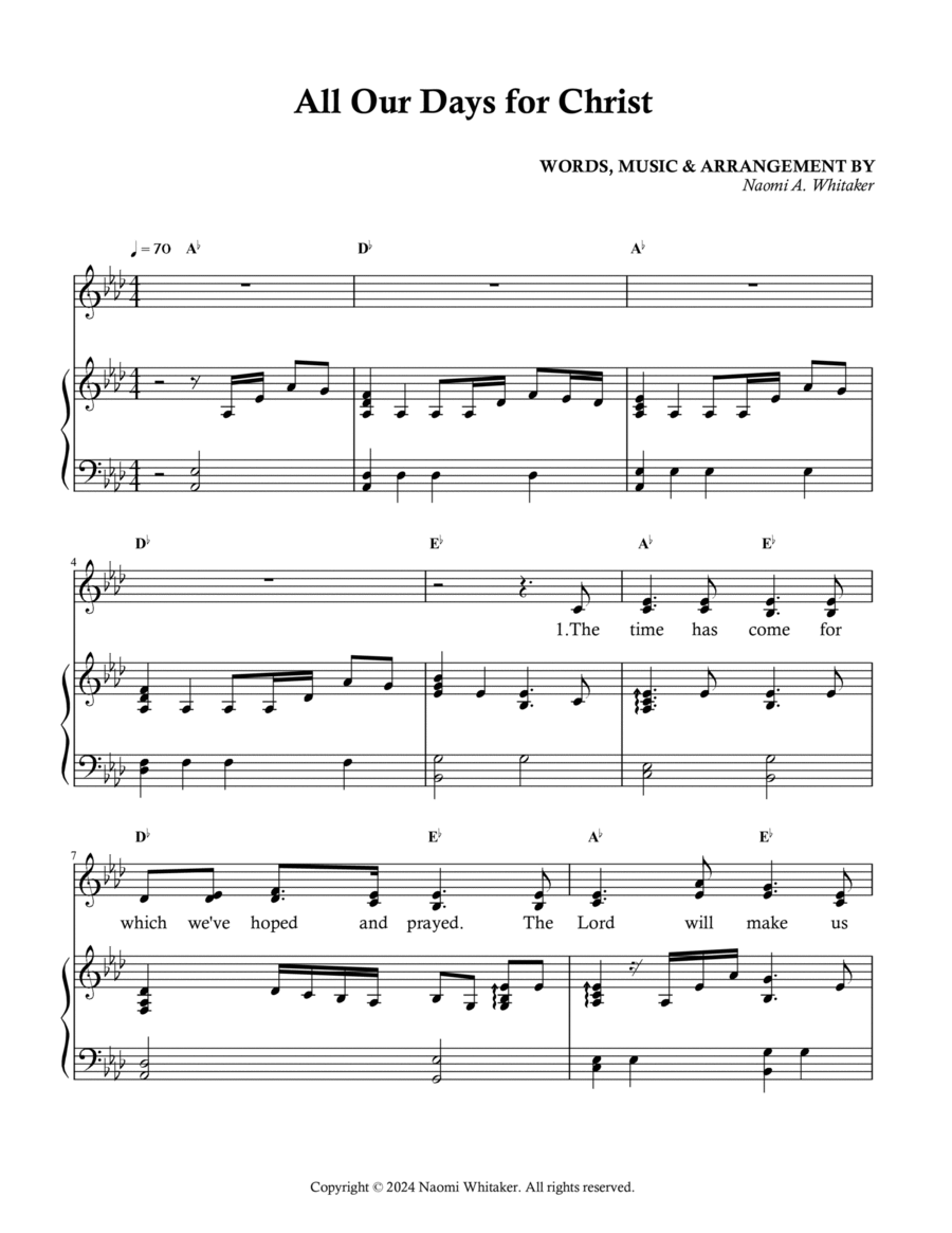All Our Days for Christ Piano scores gallery preview page 1
